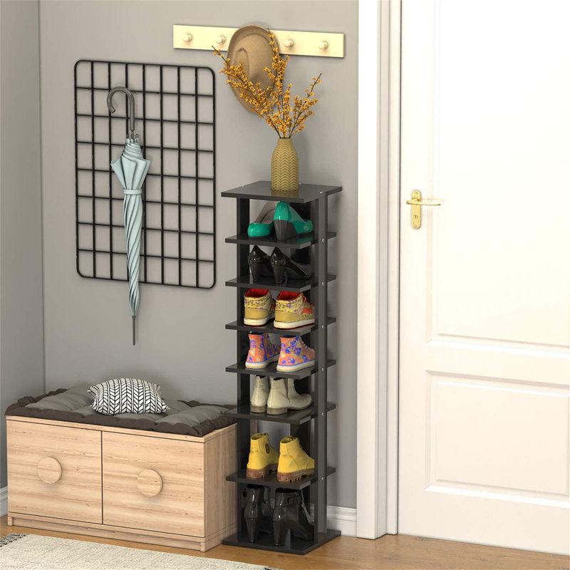 7 Pair Shoe Rack, Black