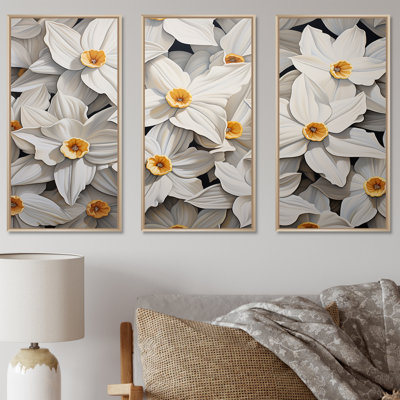 Minimalism White Daffodils III - Daffodils Canvas Art Set