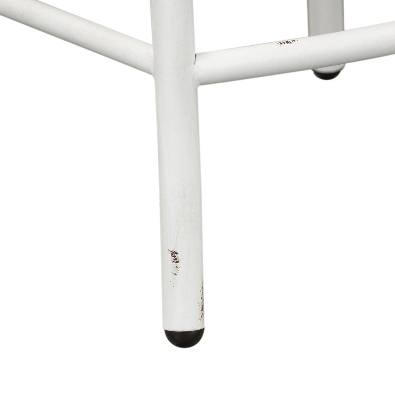 Edmund Counter Stool with Metal Frame, Antique White