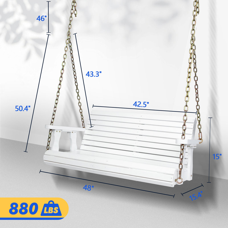 Arlena 2 Person Porch Swing with Canopy, White