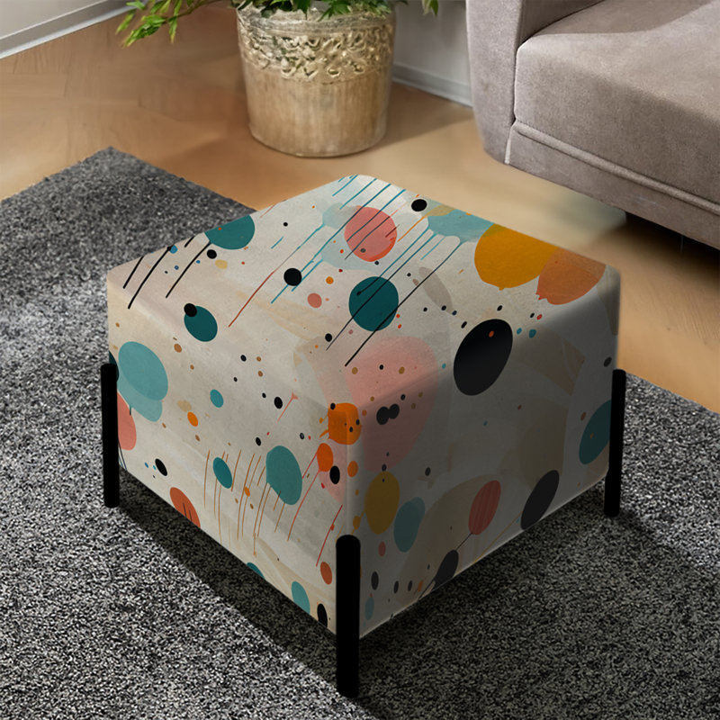 Multicolor Dance Polka Dots Pattern - Polka Dots Square Ottoman