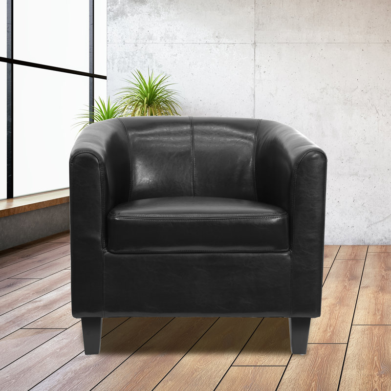 Faux Leather Armchair, Black Leather