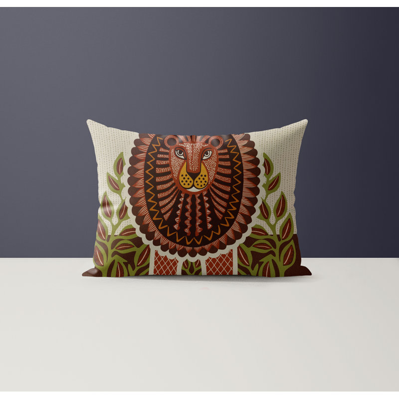 Aro Microsuede Rectangular Pillow, Beige/Brown/Green