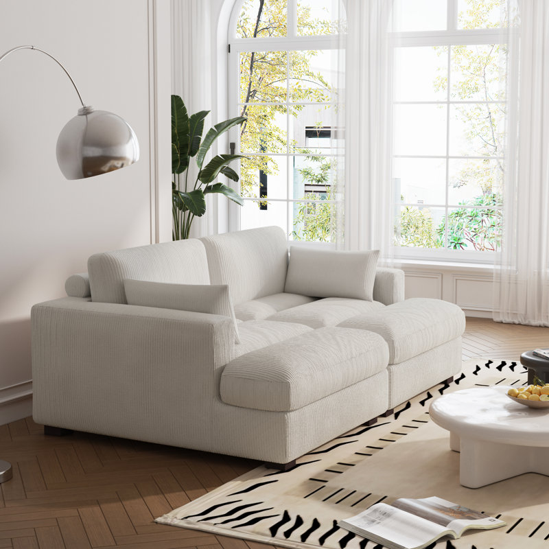 Bentura 210Cm Recessed Arms Modular Sleeper, Beige