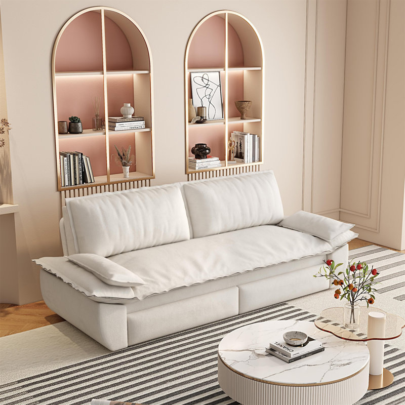Canapé-lit escamotable grand 73,2 po, Beige