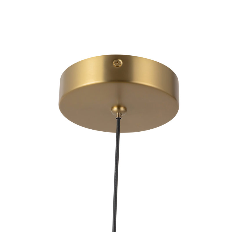 1 - Light Pendant, Brushed Gold/Black Vegan Leather
