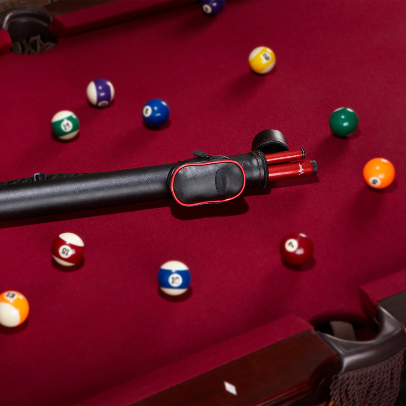 Black and Red Leatherette Cue Case with Hard Resin Shell
