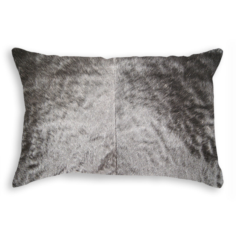 12" x 20" Chevron Cowhide Throw Pillow, Black
