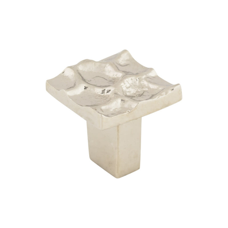 Cobblestone 1 1/8" Length Square Knob, 1 1/8" Length, Polished Nickel