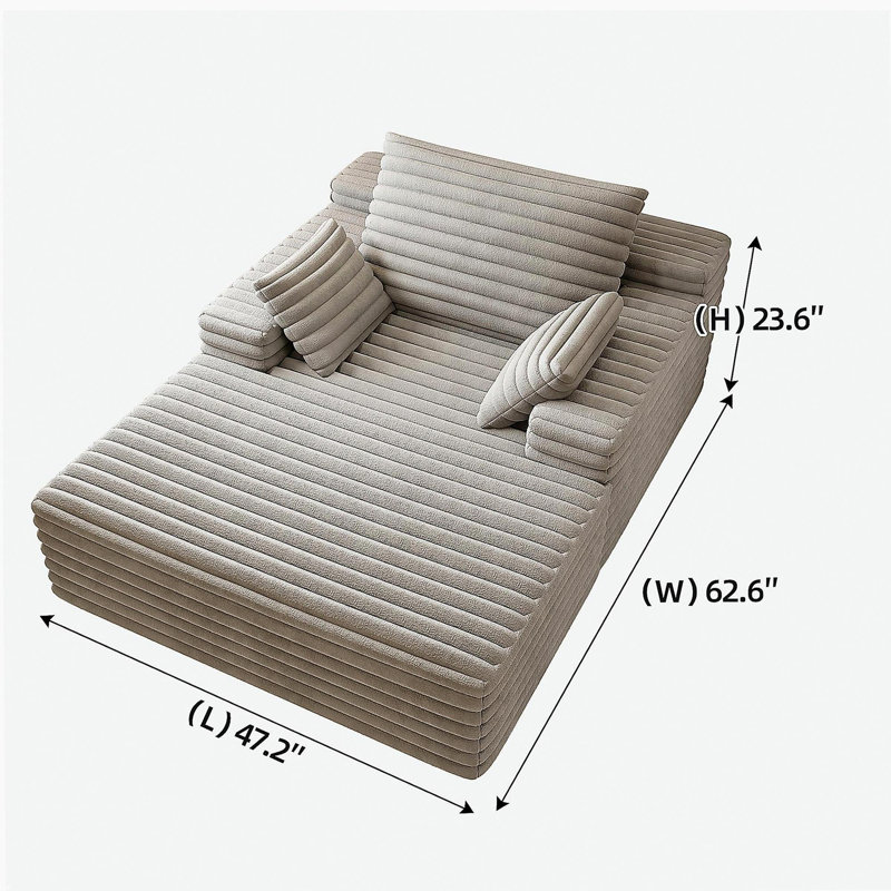 Chaise longue, méridienne surdimensionnée, canapé-lit rembourré, canapé-lit, chaises de lecture, canapés moelleux en fausse fourrure, canapés pour le salon, gris