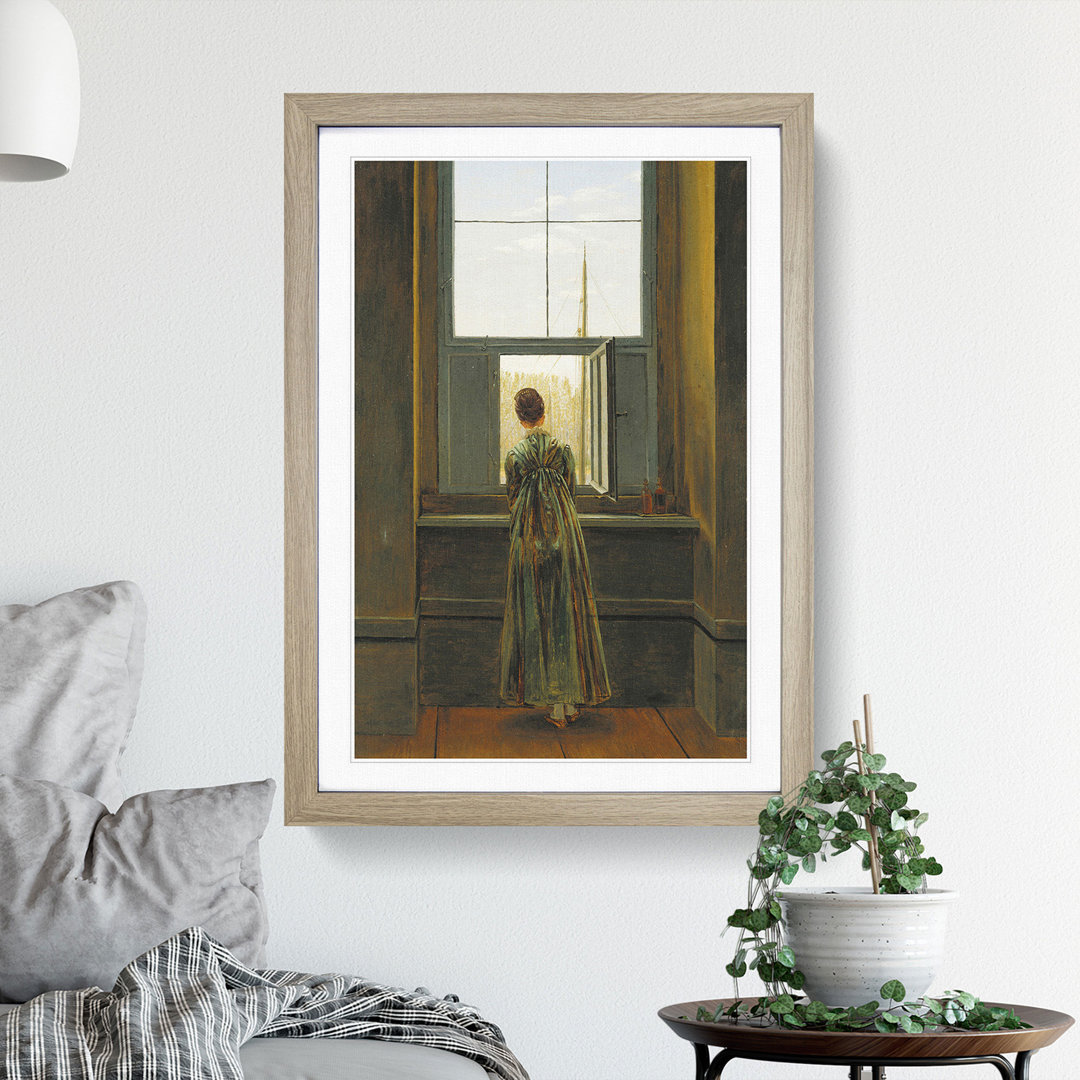 Woman at the Window by Caspar David Friedrich - Framed Print