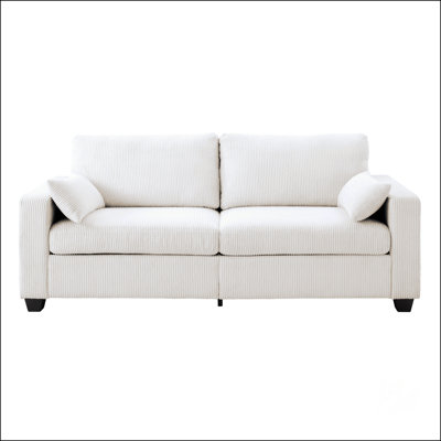 Modern Loveseat Sofa For Living Room, Removable Cover, Spring Cushions, Solid Wood Frame, Wide Armrest For Small Space