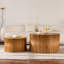 Ensemble de tables basses emboîtables cylindriques de style rétro avec motif texturé vertical en relief (ensemble de 2)-937693902