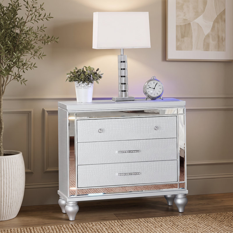 Table de chevet 2 tiroirs Denard, Blanc