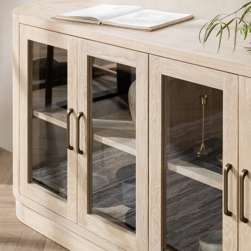 Vander 78" Oak Veneer Wood Buffett Sideboard In White Wash, White Wash