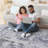 Runner Rug Synthetic Fiber Stain Resistant Non-Shedding Abstract Grey Denim Medium 2' x 8'