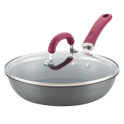 Rachael Ray Create Delicious Hard Anodized Nonstick Induction Deep Frying Pan / Skillet with Lid, 10.25 Inch