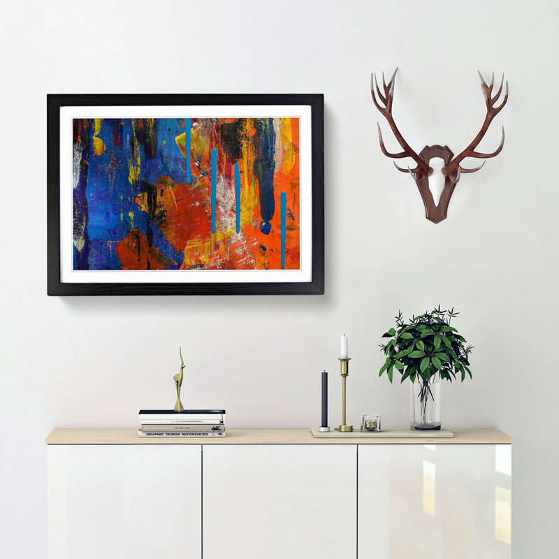 Abstract Art Painting Vol.358 by S.Johnson - Picture Frame Painting Print, 27cm H x 36cm W x 2cm D, Black Framed