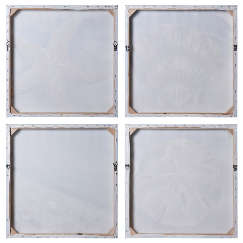 Plage - ensemble de 4 peintures sur toile tendue