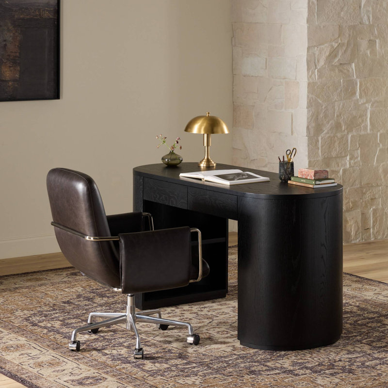 Gadot Sherman Lowback Desk Chair-Sonoma Chestnut, Sonoma Black