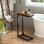 Ensemble de 2 tables basses d'appoint en forme de C pour table basse avec plateau-canapé mince et ferme, largeur 7 pouces, brun rustique