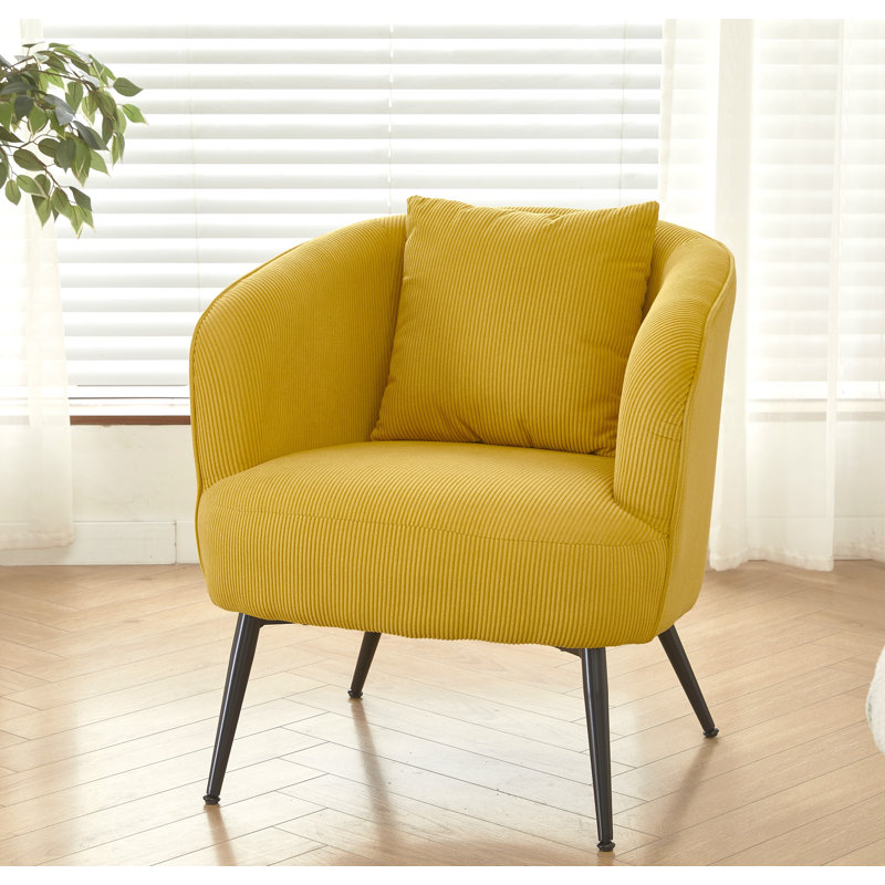 Fauteuil moderne en velours côtelé, Velours côtelé jaune