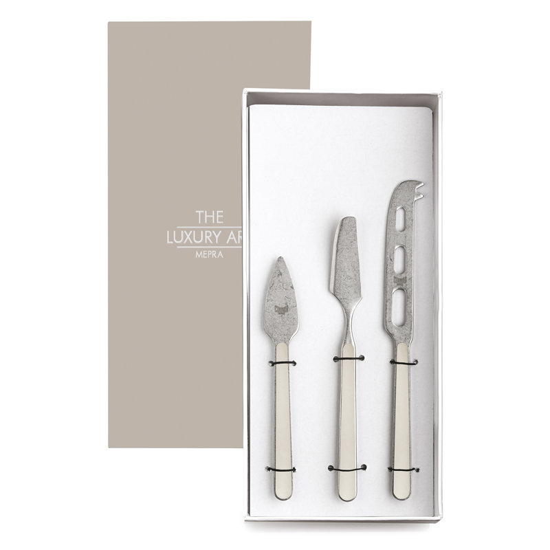 Fantasia Pewter Cheese Knives - 3 Pieces - Light Blue, Turtle-Dove
