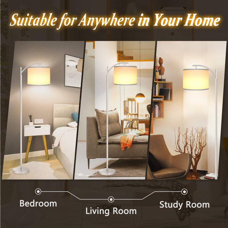 Floor Lamp For Living Room With 3 Color Temperatures LED Bulb, Standing Lamp Tall Industrial Floor Lamp Reading For Bedroom, Office (9W LED Bulb, Lampshade Included)