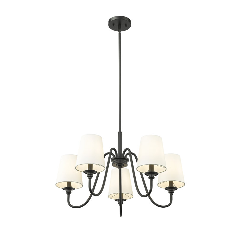 Sujal 5 - Light Steel Dimmable Classic / Traditional Chandelier, Matte Black
