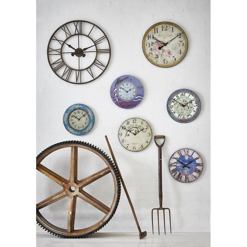 Antique Rose Wall Clock - 36cm