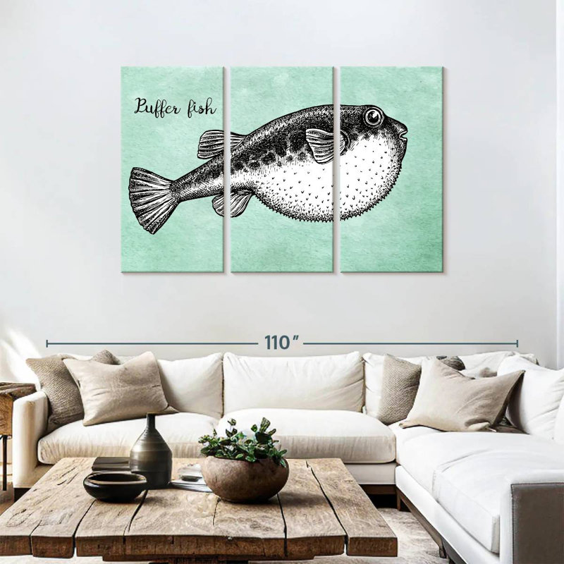 Brampt Puffer Fish Sketch, 48" H x 74" W