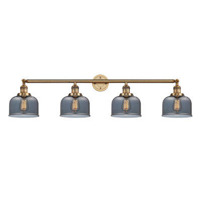 Bell - 4 Light 44" Bath Vanity Light - Brushed Brass Finish - Light Smoke Shade