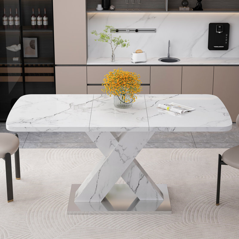 Table de salle à manger extensible Modern, Blanc