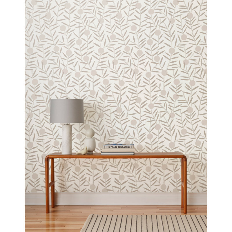 Papier peint Bloom | Traditionnel / rouleau - 27 po x 30 pi, Taupe