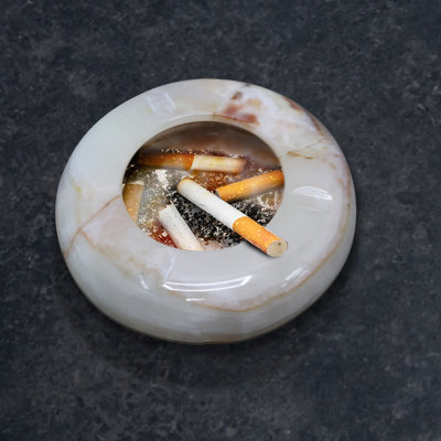 4" Polished Light Green Marble Ashtray, Handcrafted Natural Stone Decorative Catchall, Elegant Home Décor Accent