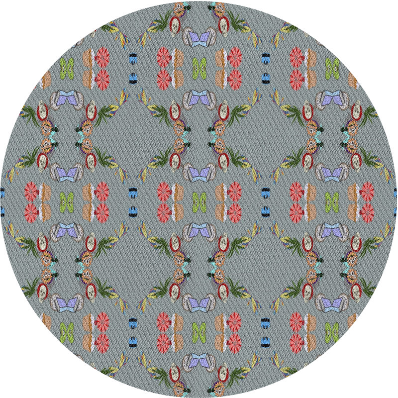 Floral Indoor Rug, Round 5'