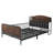 Black Full Metal Bed With LED Lighting And Velvet Headboard Shelf-1388369166-1388369167