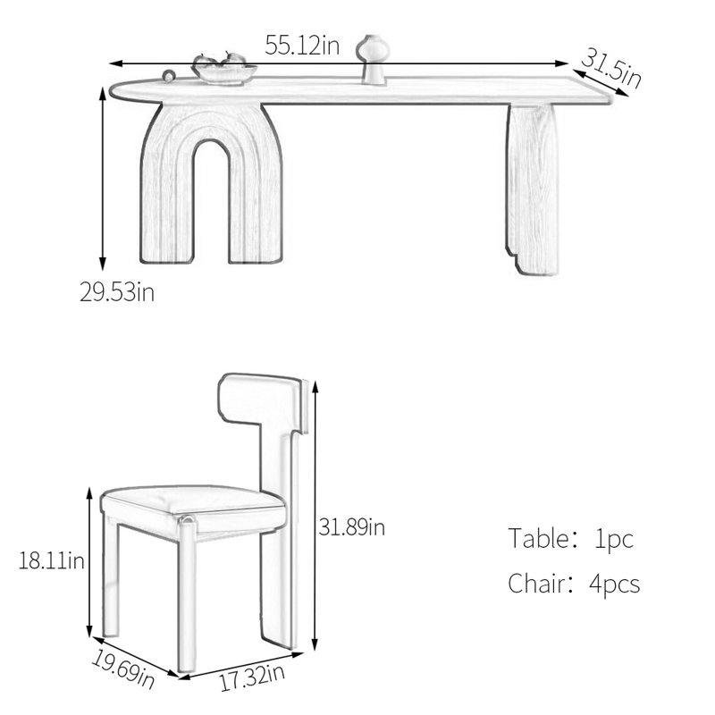Modern solid wood dining table