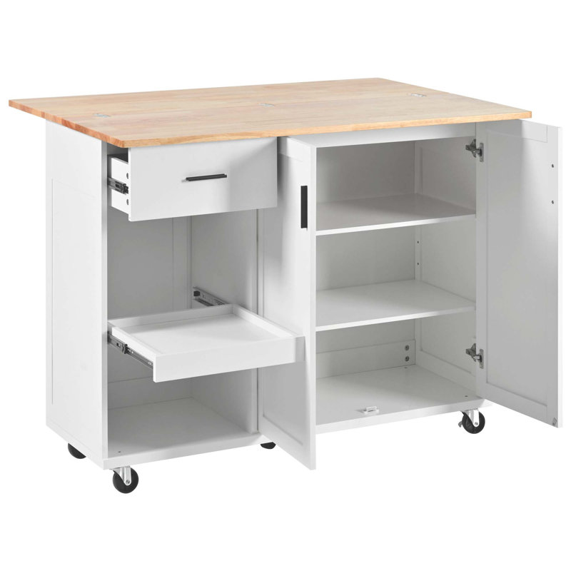 Kitchen Island With Foldable Counter Top, Kitchen Storage Cart With Slide-Out Shelf, Towel Rack And Drawer,Rolling Kitchen Cart On Wheels, For Kitchen, Living Room, Dining Room