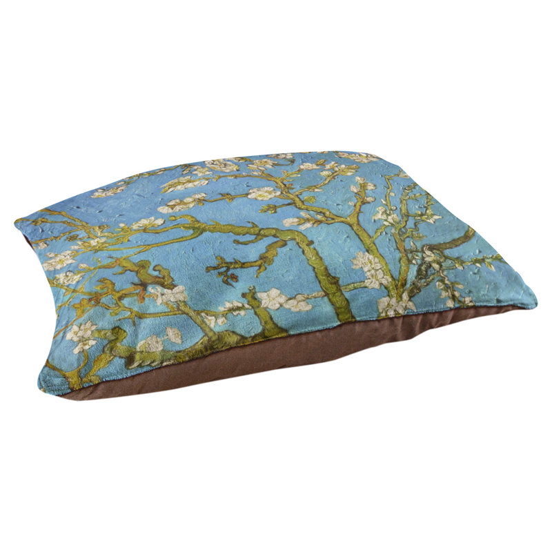 Burk Floral Fleece Pet Bed, 19.5" L x 29.5" W, Blue/Dark Brown