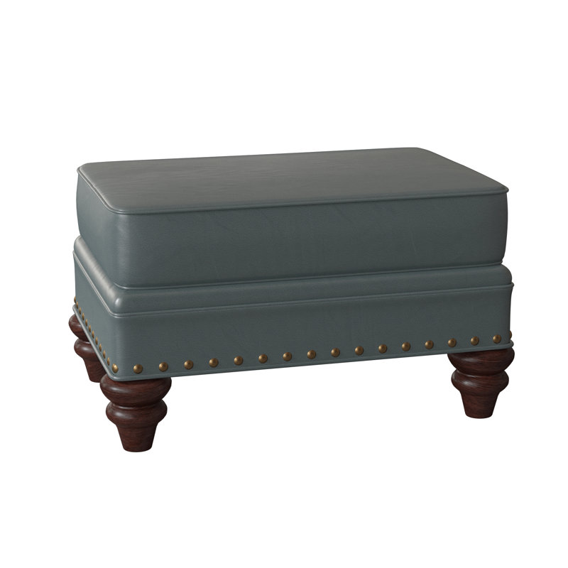 Carrado Leather Ottoman, French Natural, Mahogany, Anilina Cacao Genuine Leather