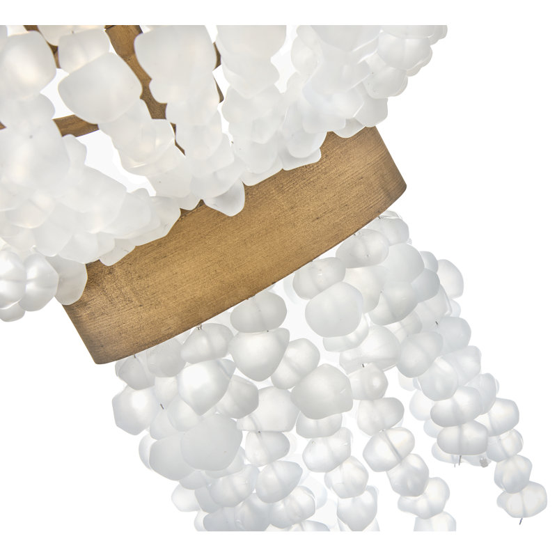 Dune Four-Light Hand-Strung Sea Glass Pendant Fixture, Burnished Gold