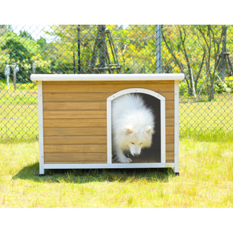 Niche pour chien d'extérieur moyenne en bois, Lagre (H 27,5 po x l 41 po x P 26 po), Gris clair