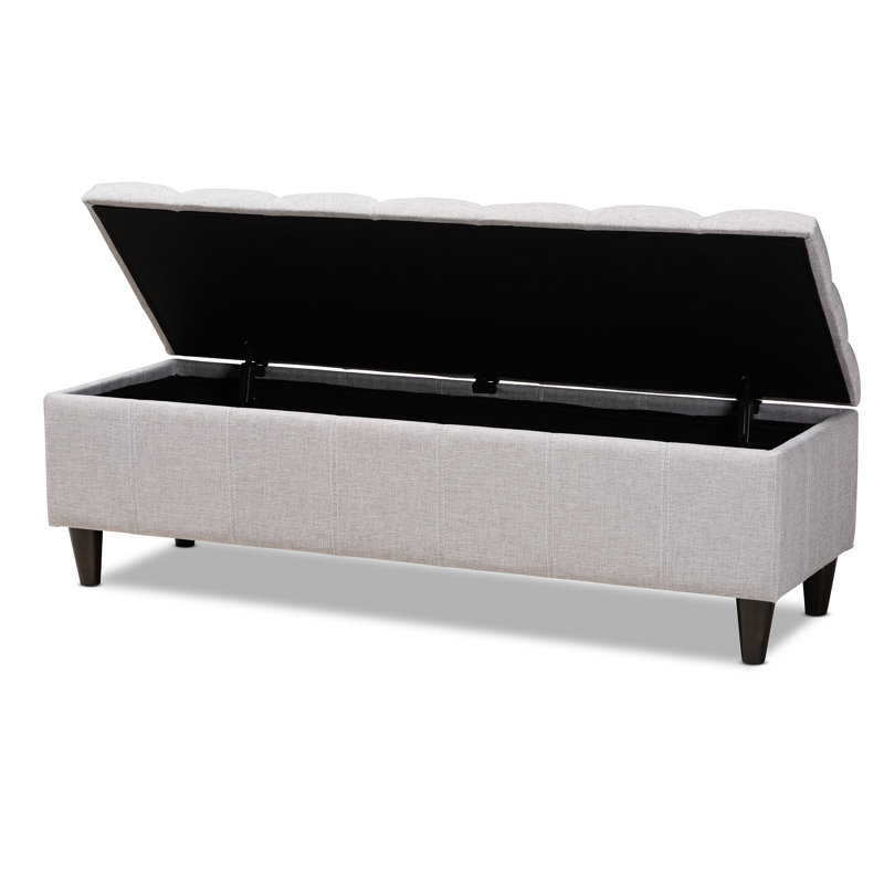 Kalarovich Polyester Upholstered Storage Bench, Grayish Beige