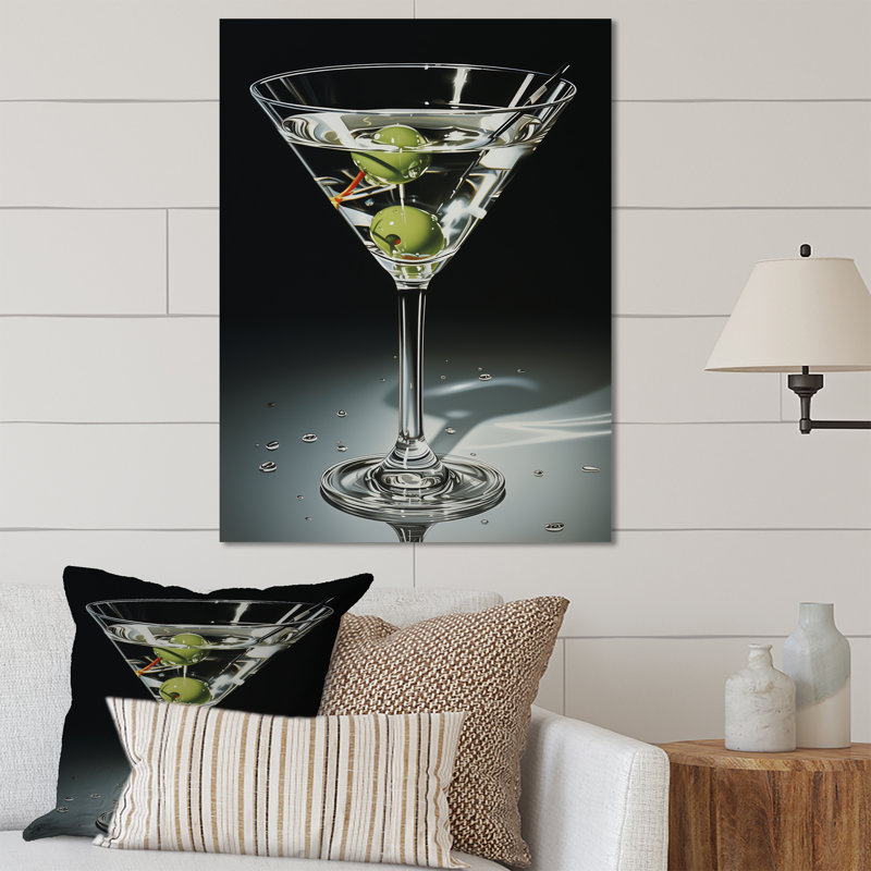 «Crystal Durty Martini With 2 Olives I» - art mural cocktails, H 40 po x l 30 po x P 1,5 po