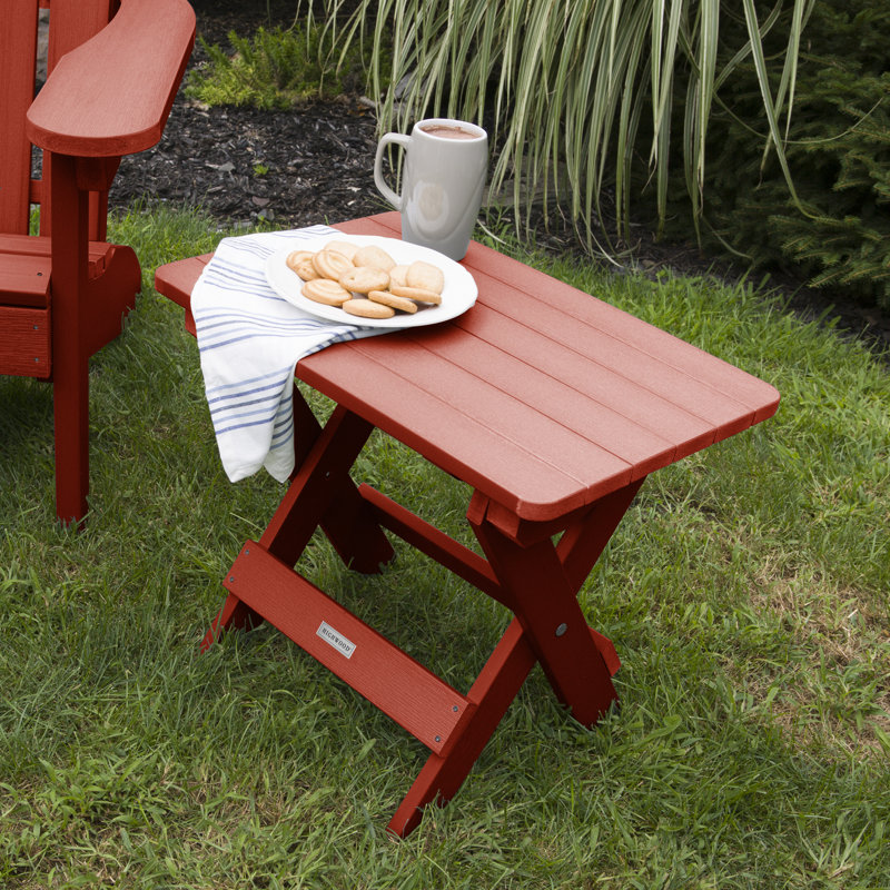Table d'appoint en plastique Prattsville, Rouge rustique