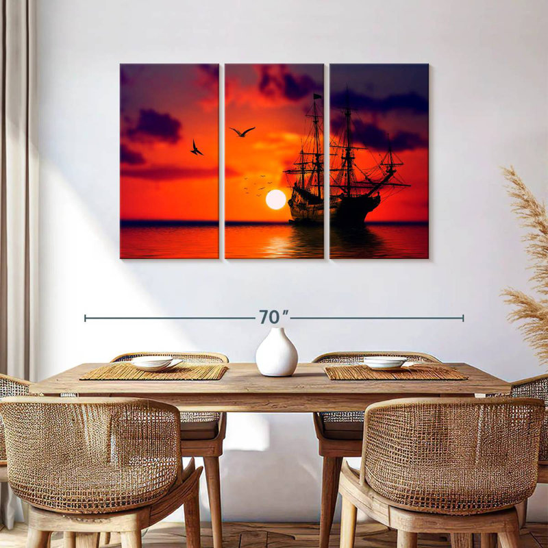 Mehar Ship Sunset, 36" H x 57" W