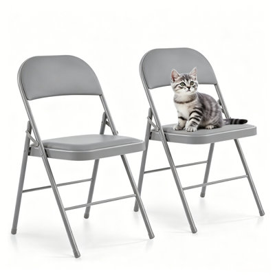 Pu Leather Padded Folding Chairs, Sturdy Metal Foldable Chair, Easy To Use And Store, Outdoor And Indoor, For Home, Office, Party