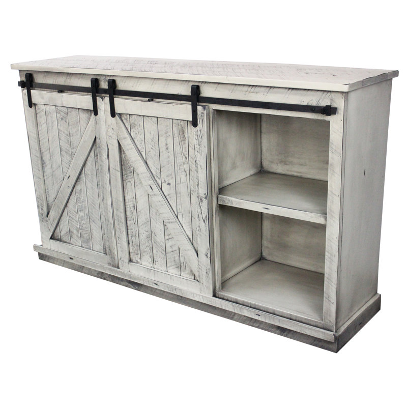 Alissa Unfinished TV Stand for TVs up to 65", Rustic Antique Black