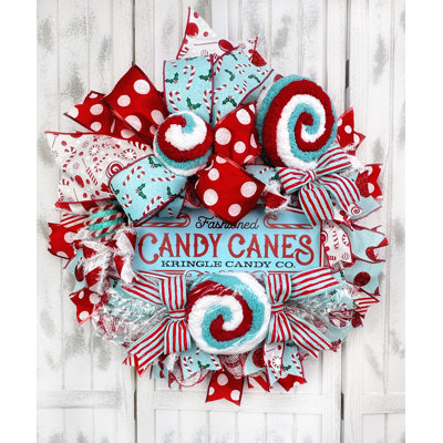 Kringle Company Candy Canes Christmas Wreath -  The Holiday AisleÂ®, A5D90940B40848BF9FB0C14D0EA4B268